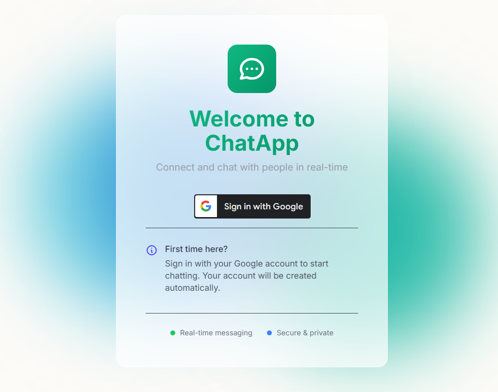 ChatApp - Real-time messaging application interface with Google authentication and AI chat features